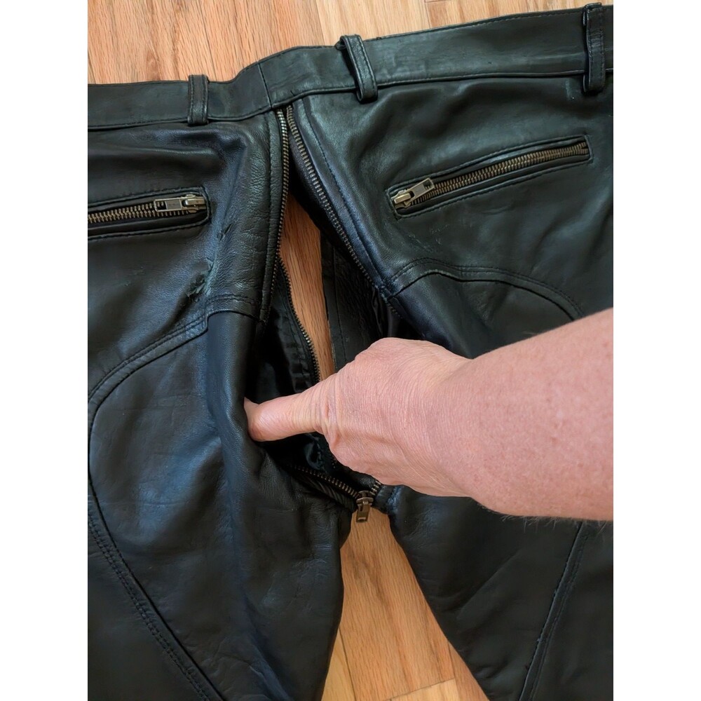 Leather BDSM Shorts Zip Around Full Access Black XL Gay Soft Lined Folsom St - Picture 12 of 14
